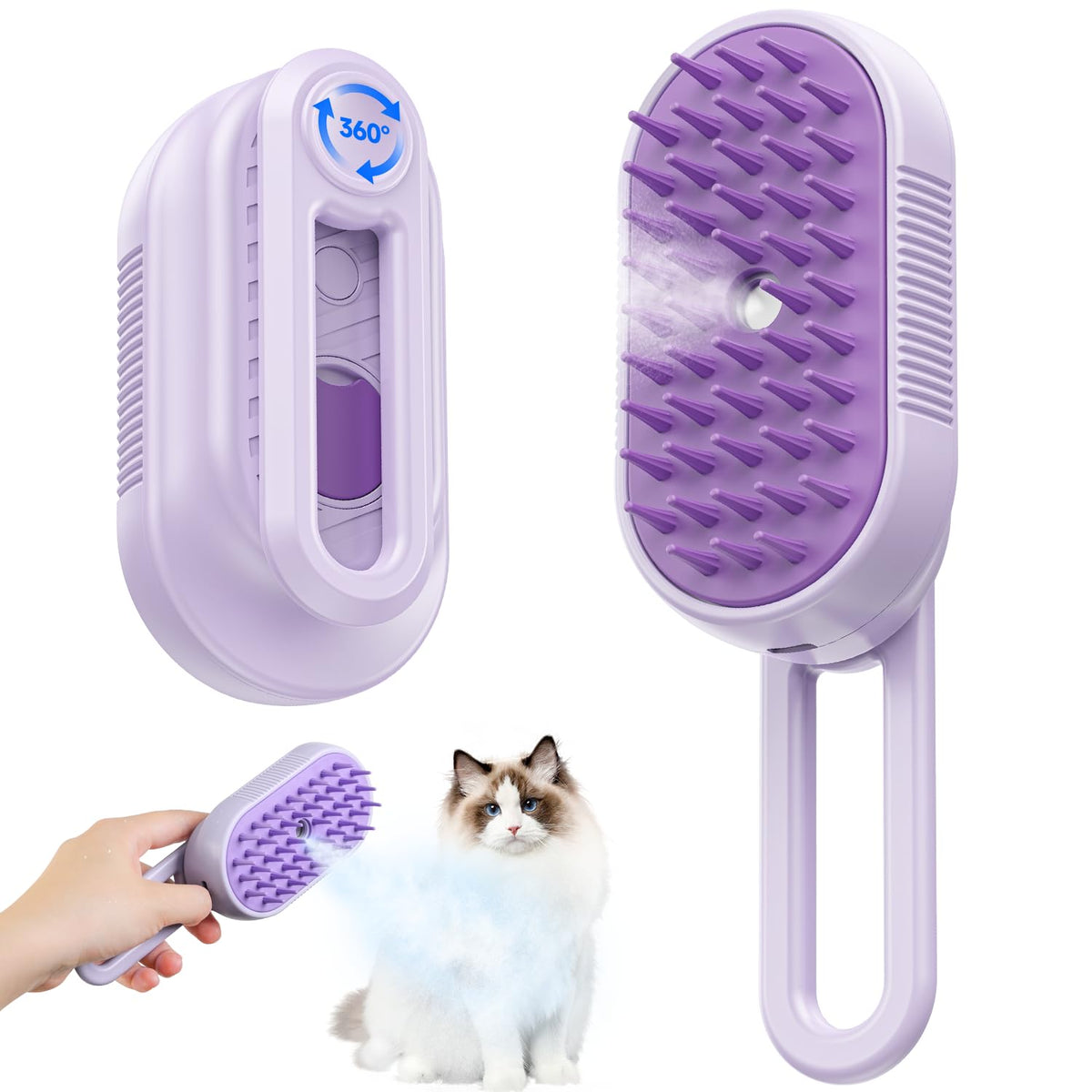 SILVLF Cat Steam Brush, Foldable Handle for Cats and Dogs,Anti-Static