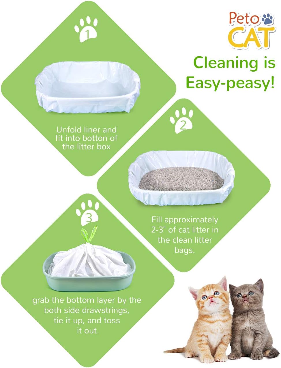 Cat Litter Liners Large, Jumbo Drawstring Extra Durable Pet Cat Pan Liners Extra-Thick Kitty Litter Box Bag-24 Count 36" x 18"