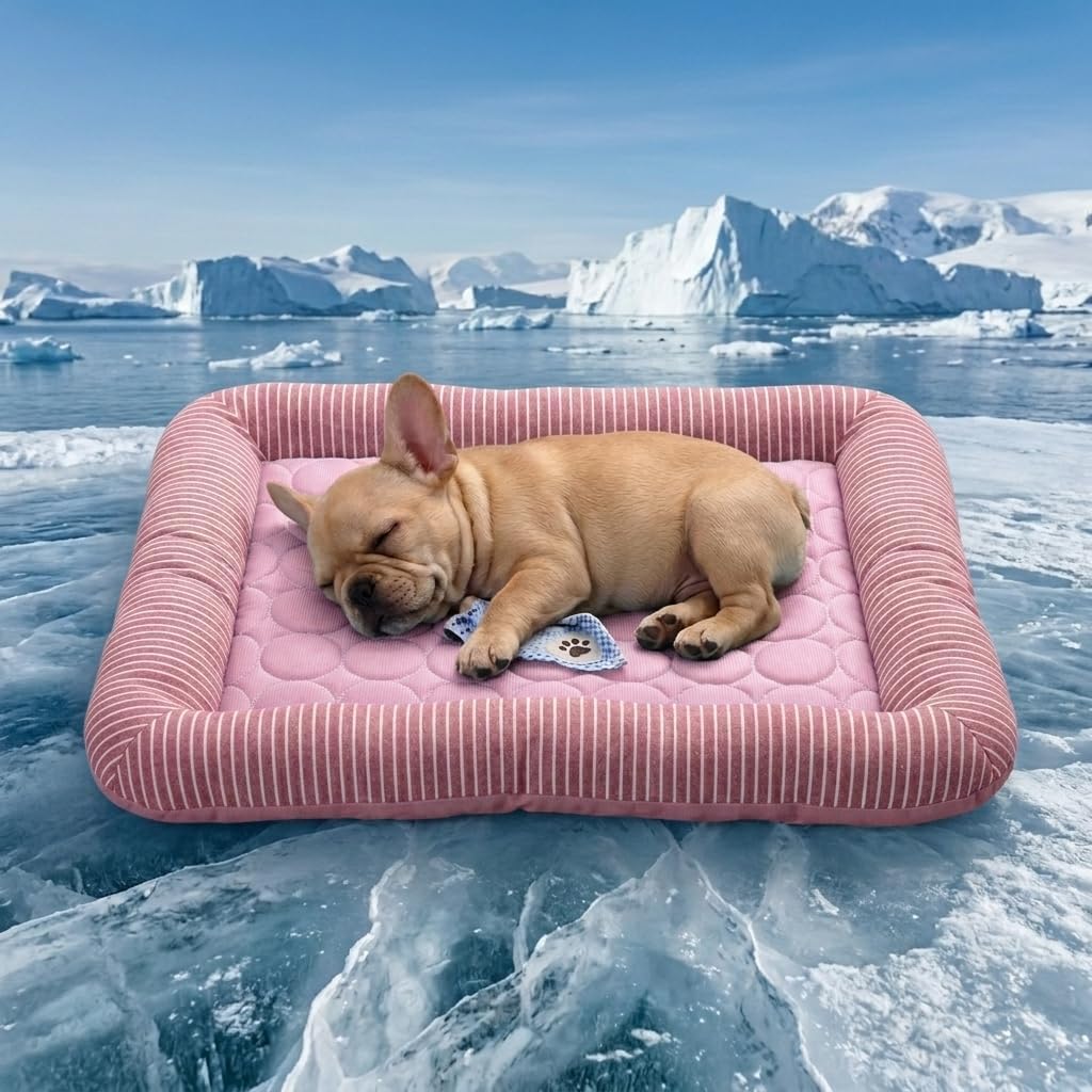 Dog Cooling Mat for Summer, Self Cooling Ice Silk Pet Bed Mat for Crate, Sofa & Car Seats, Breathable Washable Pressure Activated Cool Pad for Small, Medium, Large Dogs and Cats (Pink Mat, X-Large)
