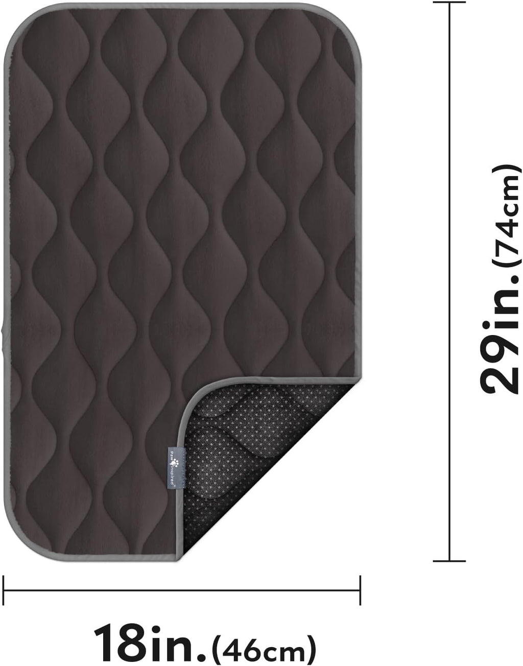 Paw Inspired Washable Padded Crate Mats for Dogs, Gray, 29x18 Inch