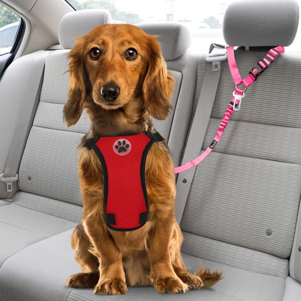 Lukovee Dog Car Seat Belt, 2 Pack, Headrest Restraint, Headrest + Clip