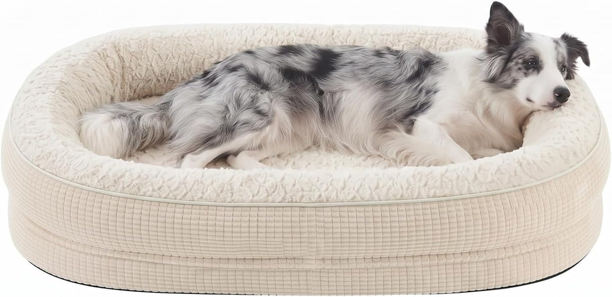 JOEJOY Orthopedic Dog Bed for Large Dogs, 360° Oval Bolster, 35"