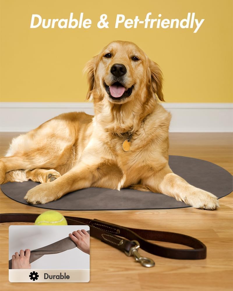 MontVoo Absorbent Dog Food Mat-Dog Mat for Food and Water Bowl | Quick Dry Pet Dish Mat, No Stains & Easy Clean Cat Rug for Messy Drinkers Cat Accessories Pet Supplies, 16"x24", Brown