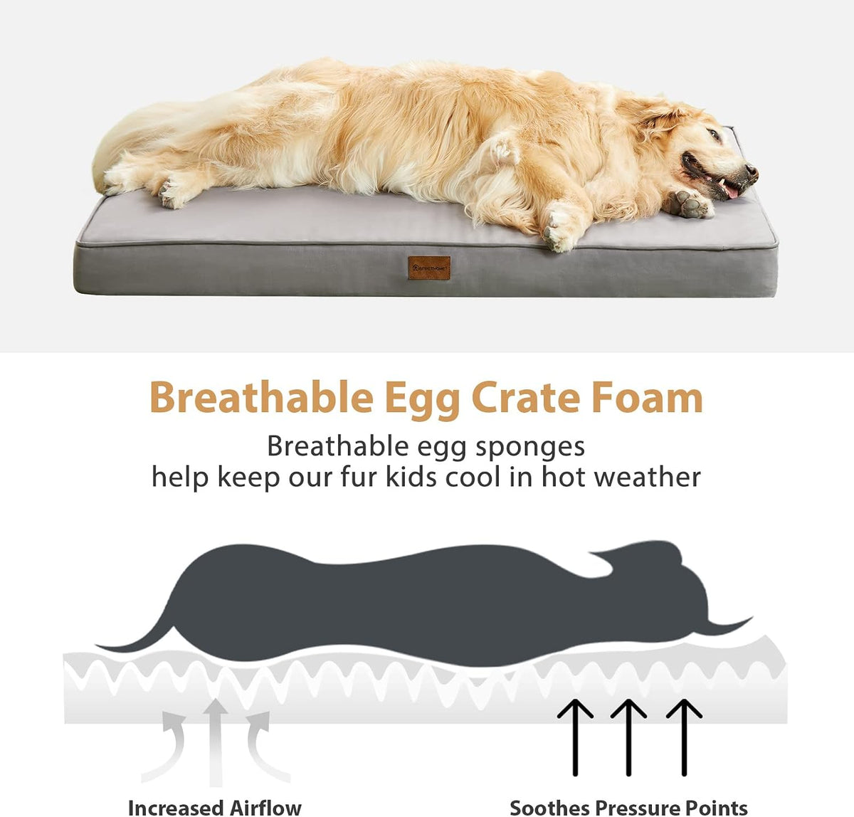 BFPETHOME Outdoor Waterproof Dog Bed for Large Dogs, Washable Cover, 47"