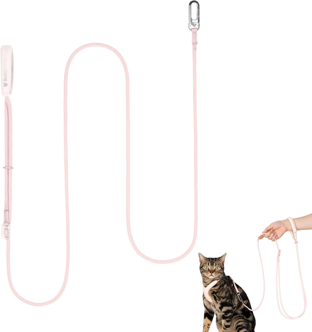 Hands Free Cat Leash Lightweight 4.1-7.2FT Adjustable,Blush Pink