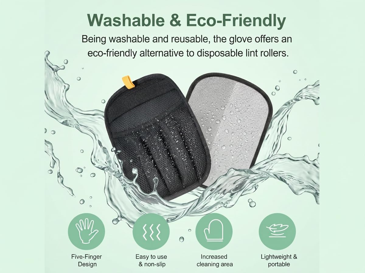 2 Pack Thickened Reusable Static Pet Hair Removal Gloves for Dogs and Cats