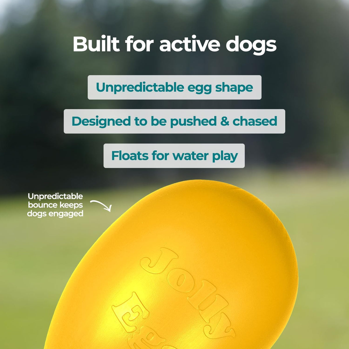 Jolly Pets Jolly Egg Herding Dog Toy, 8 in, Yellow - Erratic Roll