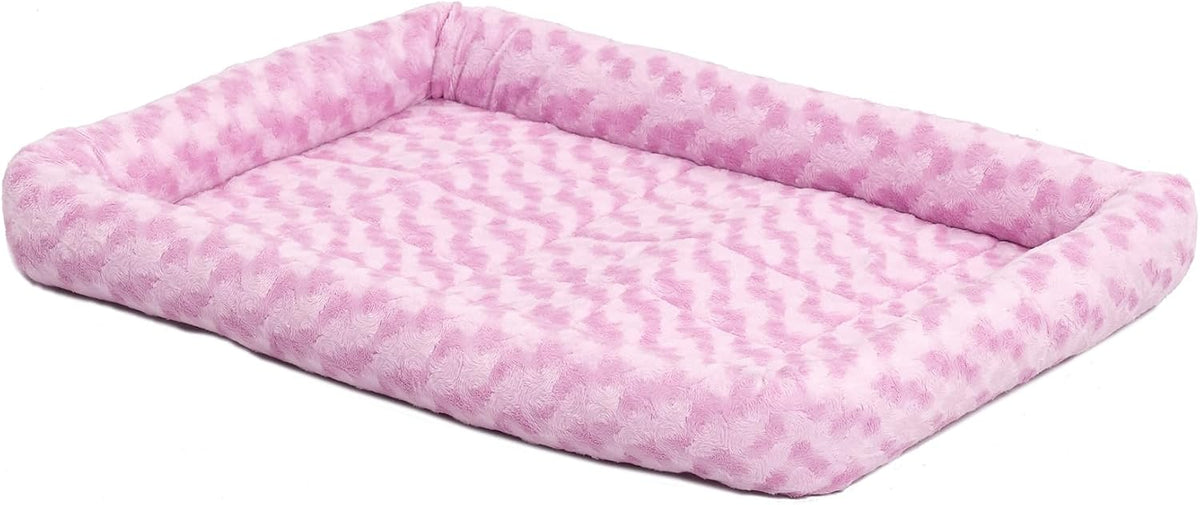 MidWest Homes for Pets QuietTime Fashion XXS Dog Bed - Pink Faux Fur Bolster, Ultra-Soft and Machine Washable, Fits 18-Inch Crates and Carriers, for Small Dogs and Cats