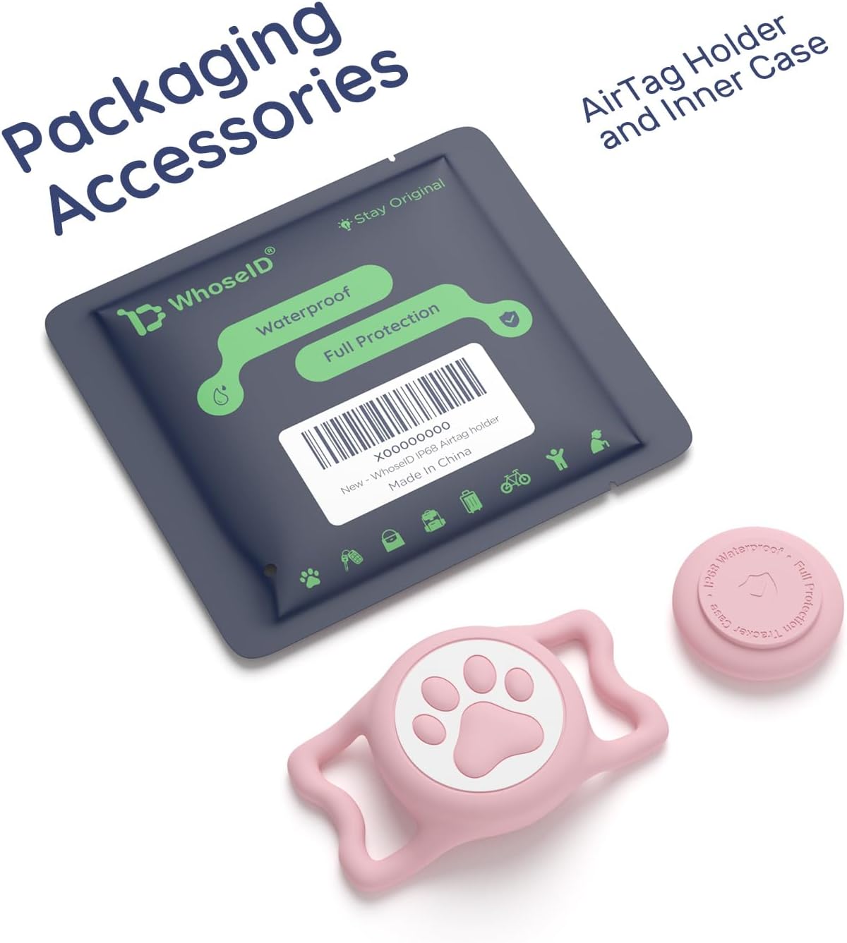 IP68 Waterproof Dog AirTag Holder for Dog Collar, Soft, Stretchy Silicone