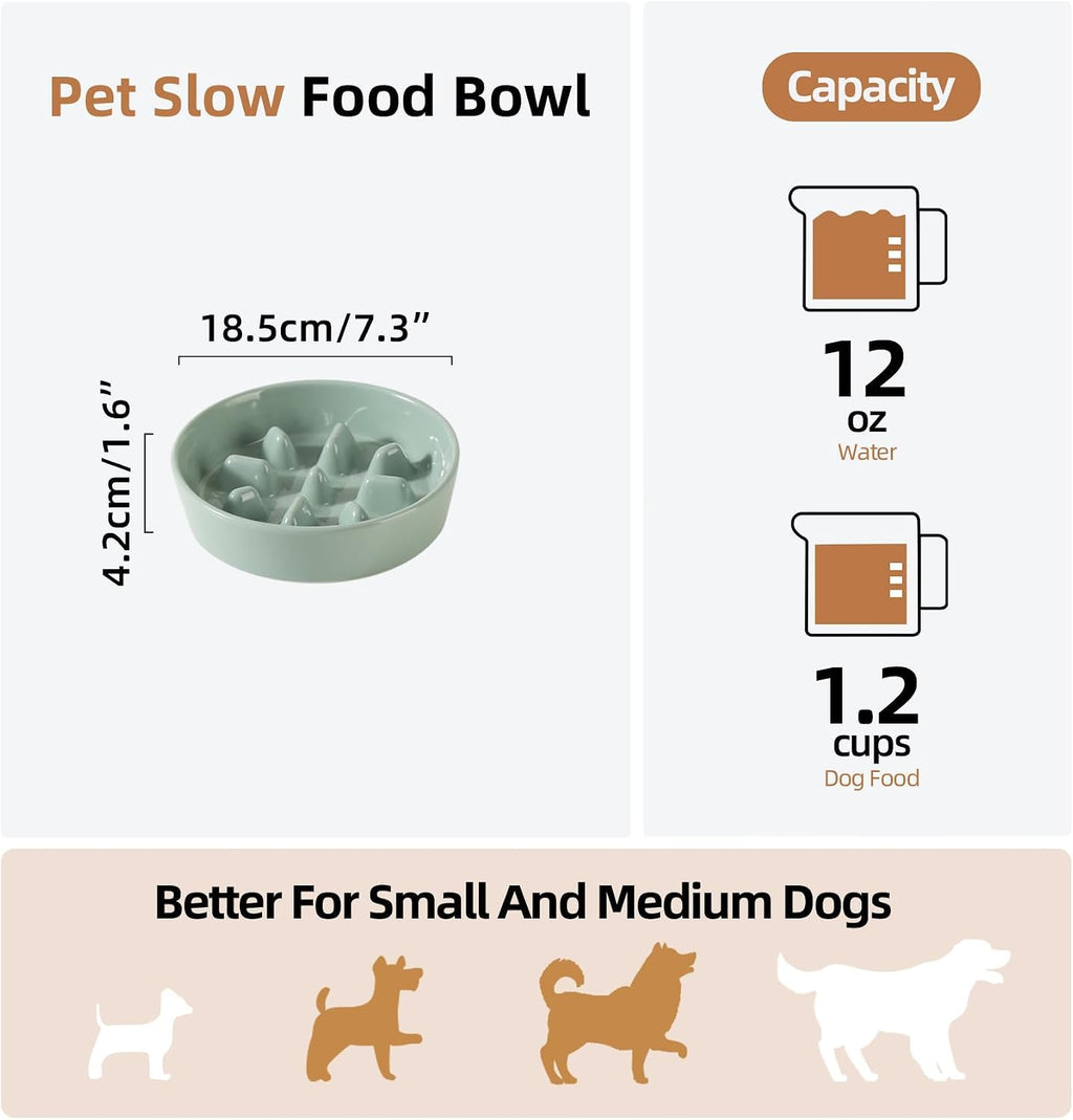Havniva Ceramic Slow Feeder Dog Bowls, 7.3 in Slow Feeder for Small Breed
