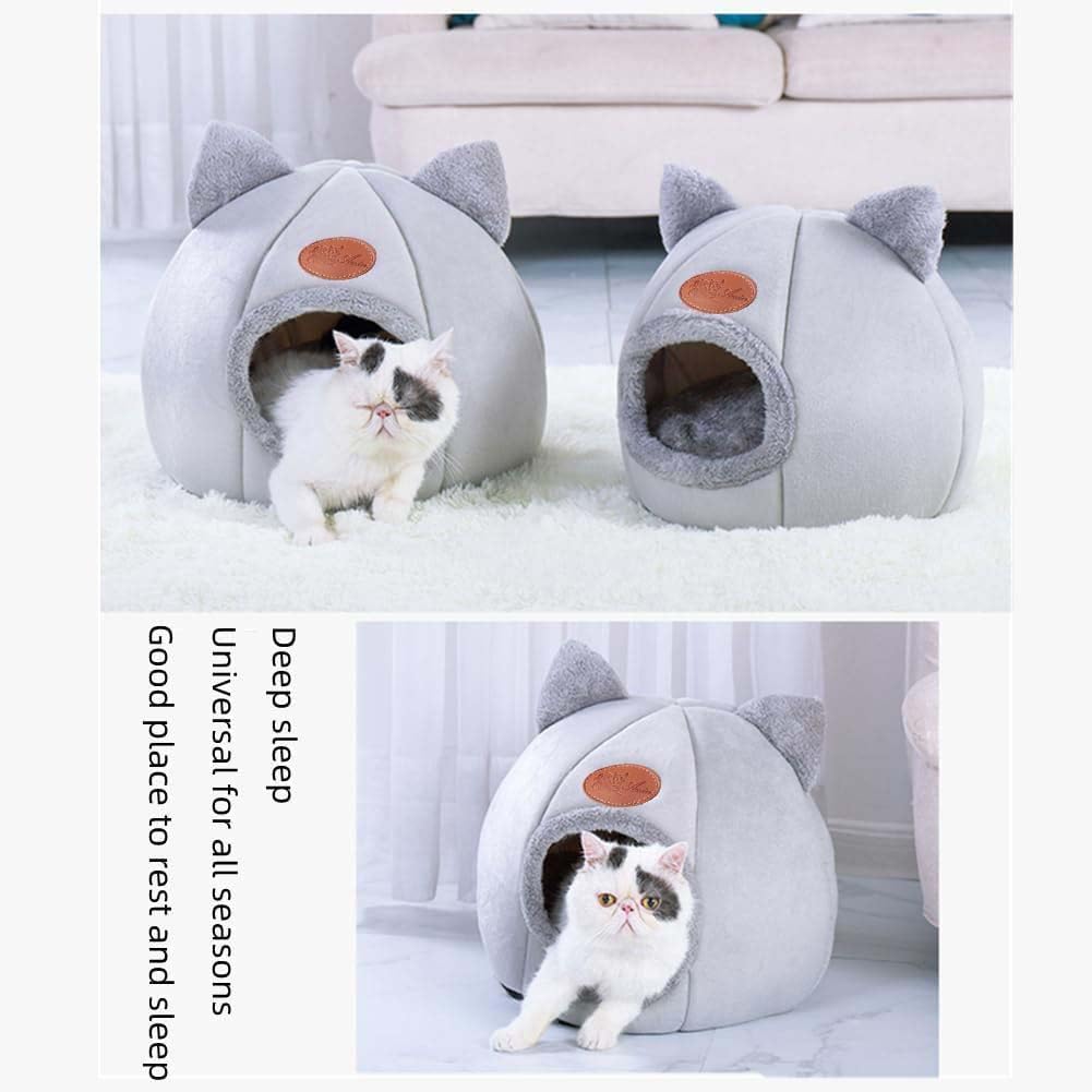 Cat Beds for Indoor Cats, Cozy Cat Cave Bed Dog House (Pink, XL-15.75in)