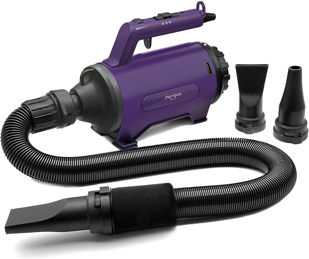 Dog Dryer High Velocity Pet Dog Grooming Force Hair Dryer/Blower | High velocity force blower dryer for professional dog pet grooming, purple sherbao SMD-06P 