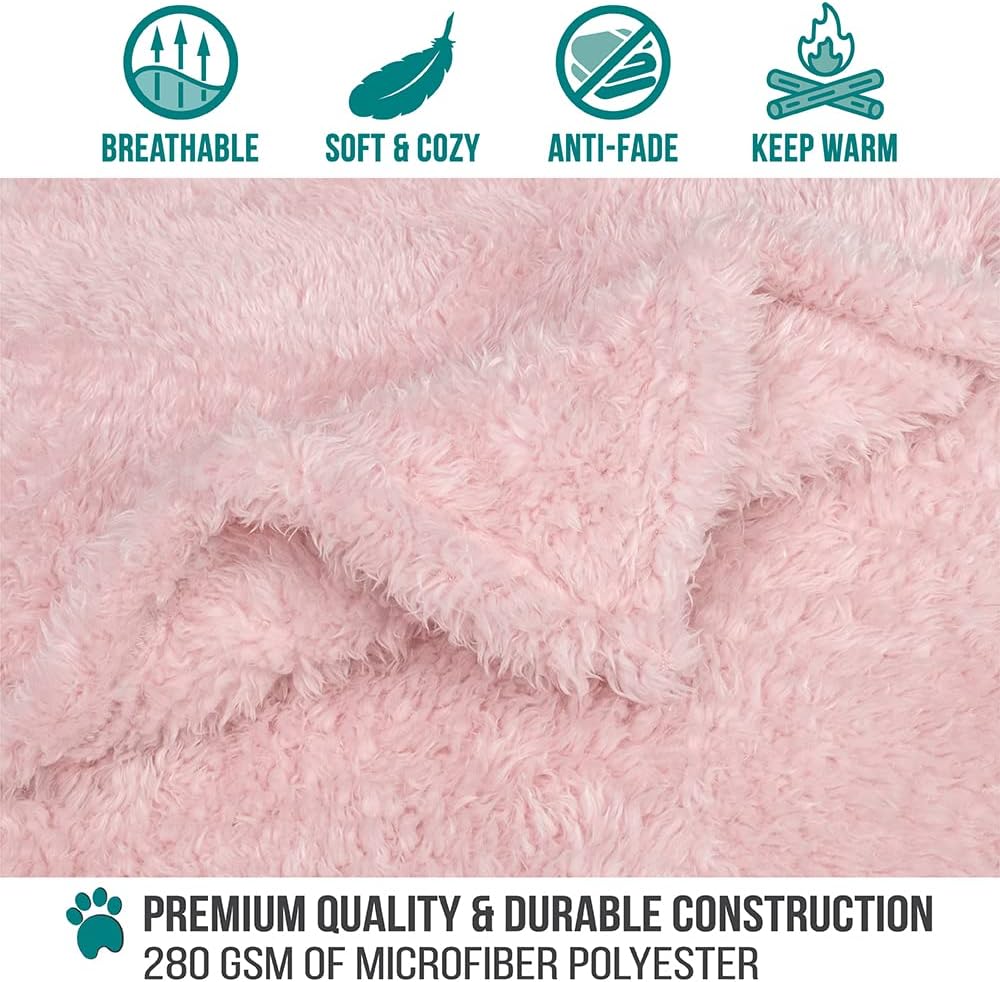 PetAmi Soft Plush Sherpa Dog Blanket for Pet Cat, Small 24x32, Pink