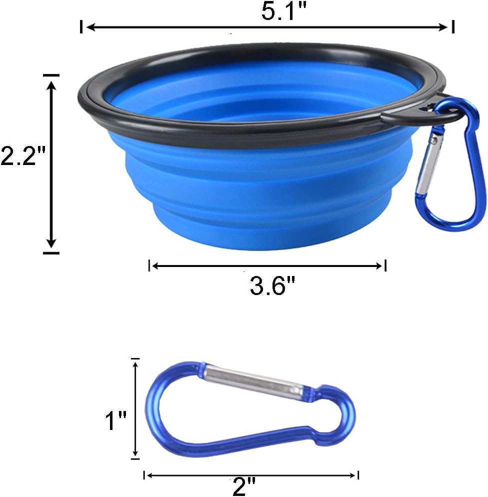 Collapsible Dog Bowls - 4 Pack, Portable Travel Water and Food Bowl with Carabiner Clip for Dogs and Cats - Ideal for Walking, Traveling, and Hiking 