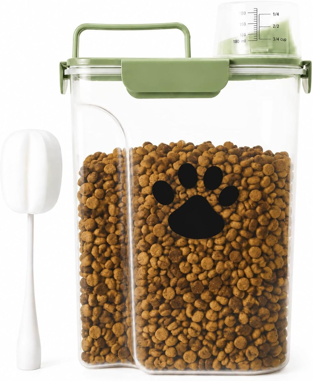 5-7Lbs Dog Cat Food Storage Container with cleaning brush, Measuring Cup,4 Snap Seals, Portable Pet Food Containers with Upgraded Large Nozzle for Dogs,Cats,Birds,Small Animals(Large-Green)