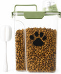 5-7Lbs Dog Cat Food Storage Container with cleaning brush, Measuring Cup,4 Snap Seals, Portable Pet Food Containers with Upgraded Large Nozzle for Dogs,Cats,Birds,Small Animals(Large-Green)