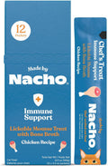 Made by Nacho Functional Mousse Sachets, Lickable Cat Treats, 12 Count with Bone Broth, 0.5 oz, No Grains, Corn, Wheat or Soy