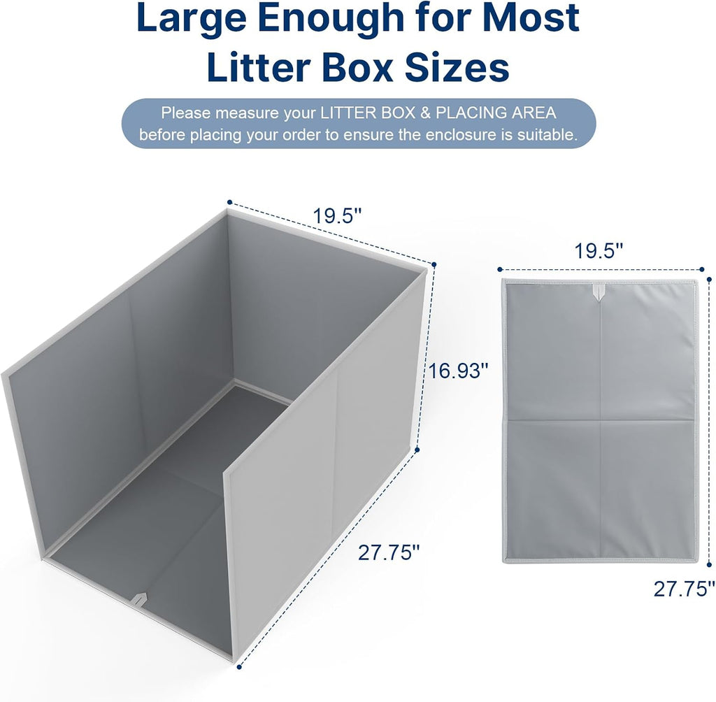 28"L × 20"W × 17"H Foldable Cat Litter Box Enclosure, All-in-One Litter Box Splash Guard for Large Litter Pan, High Sided Litter Box Shield with Removable Mat, Easy to Clean, No Mess, Odorless