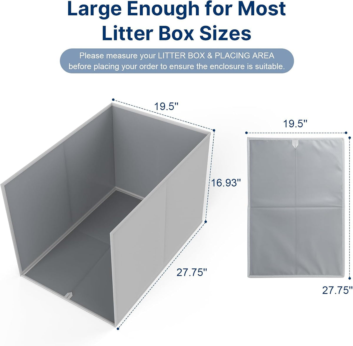 28"L × 20"W × 17"H Foldable Cat Litter Box Enclosure, All-in-One Litter Box Splash Guard for Large Litter Pan, High Sided Litter Box Shield with Removable Mat, Easy to Clean, No Mess, Odorless