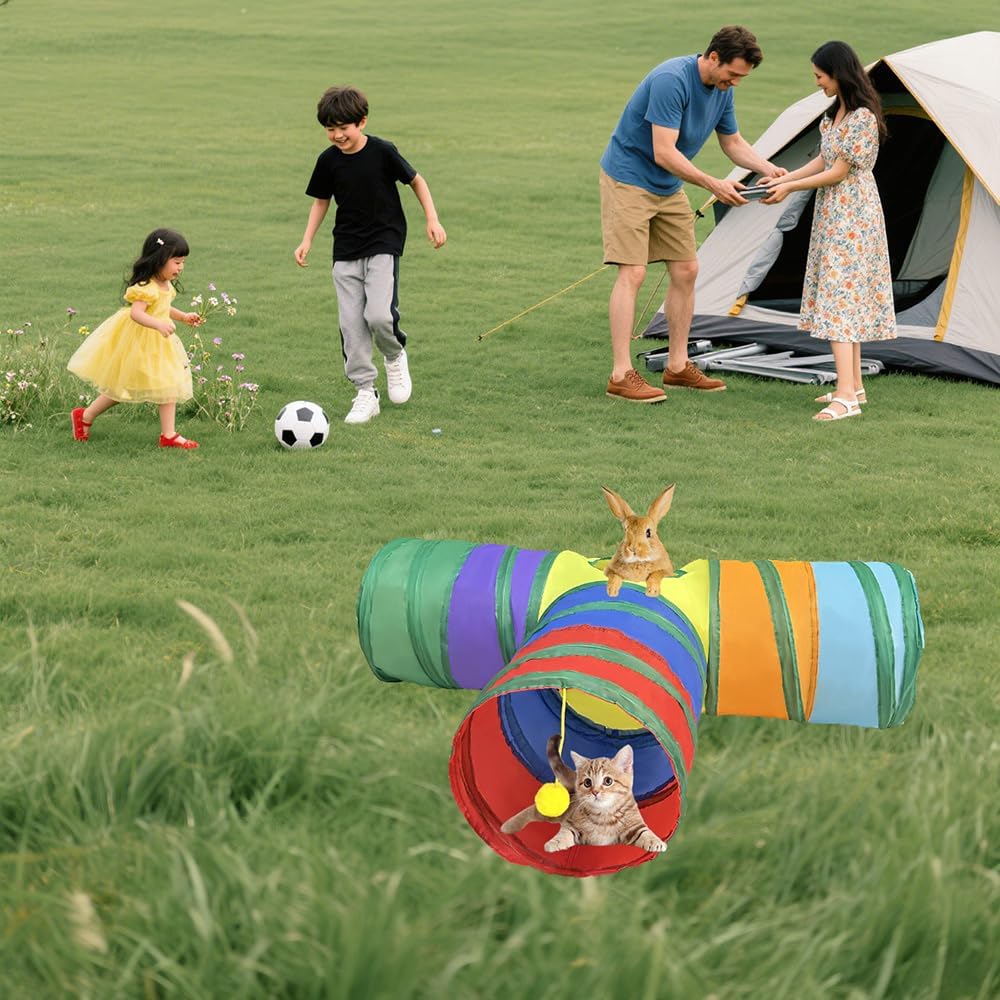 Cat Tunnel Tube Toy 3-Way Collapsible (Rianbow T)