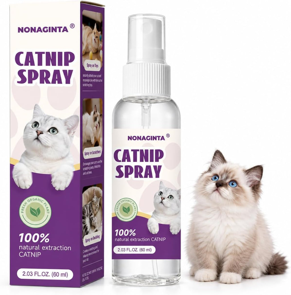 Catnip Spray for Cats, Catnip Mist for Indoor Cats - Organic Herbal Formula to Encourage Active Play & Renew Old Toys, 100% Natural & Safe (2 fl.oz)