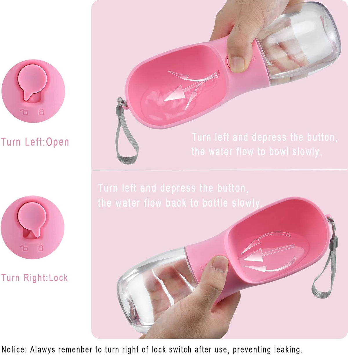 Cibaabo Dog Water Bottle Portable with Food Container & Filter for Travel | Feeding & Hydration | Travel Puppy Water Bowl | Portable Pet Dispenser | Girl Dog Accessories | for Hiking Camping Beach 