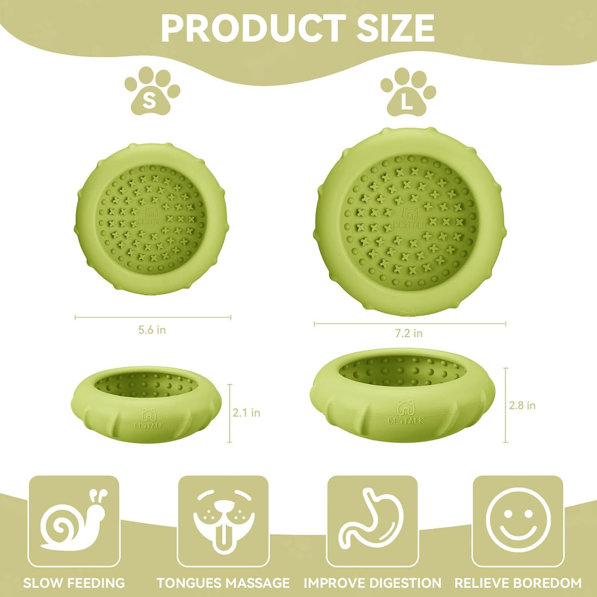 Dog Lick Bowl, Bestalk Wobbly Freeze Bowl Enrichment Feeder for Dogs, Anxiety Relief Lick Mat Puzzle Toy for Distraction, BPA Free Silicone, Dishwasher Safe(Green,S)