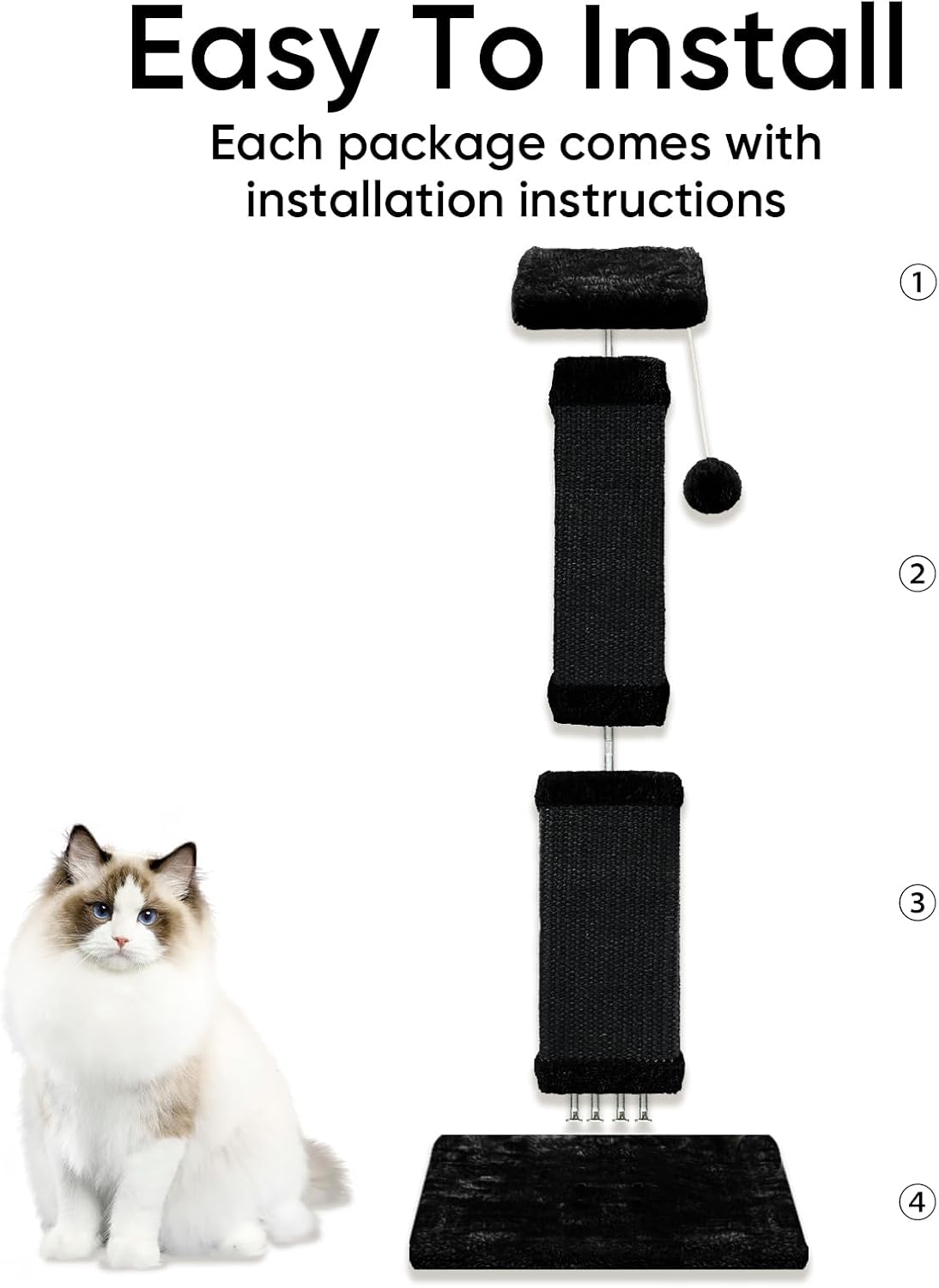Cat Scratching Post for Indoor Cats, 32Inch Sisal Cat Scratcher