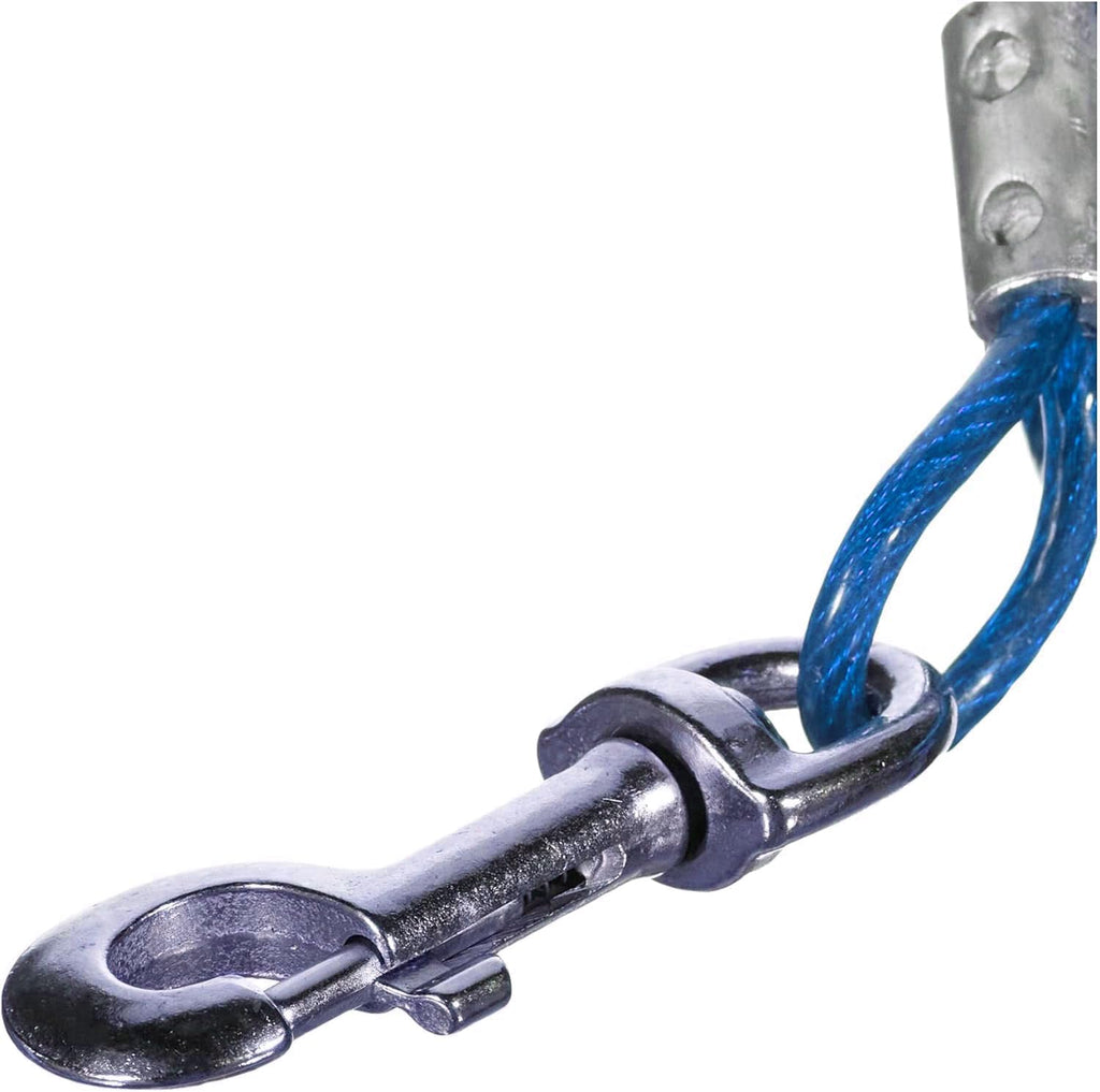 12 Foot Pet Coiled Tie Out Cable - Blue - Retracts Easily and Quickly to Avoid Tangles
