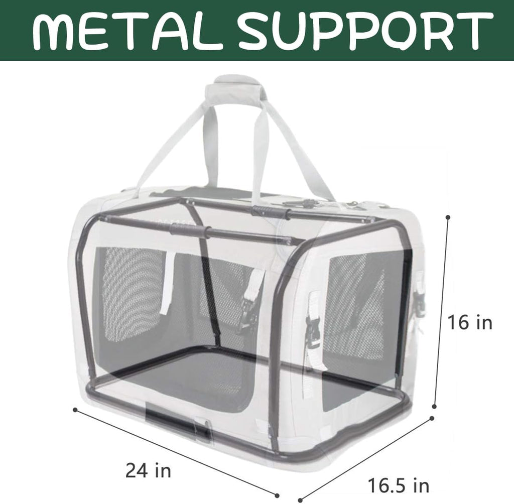 Extra Large Cat Carrier Soft Sided, Portable Small Dog Carrier for 2 Cats, 24"x16.5"x16" Car Travel Folding Comfortable Design, Green