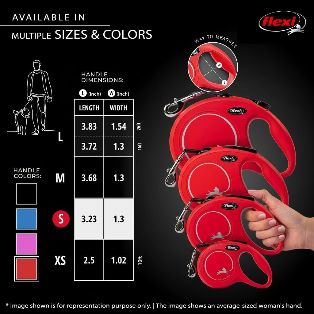 FLEXI® Classic Tape Retractable Dog Leash, Small, 16 ft - Red