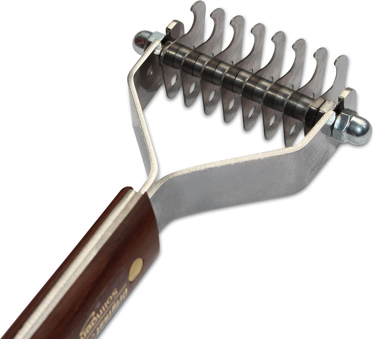 Mars Coat King Original Dematting Undercoat Grooming Rake Stripper Tool for Dogs and Cats, Stainless Steel with Wooden Handle, Made in Germany, 8-Blade 