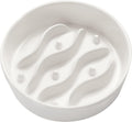 Ceramic Slow Feeder Dog Bowls for Small Dogs, 0.6 Cup Dog Slow Feeder for Fast Eater, Puzzle Maze Bowl, 14oz, 6in, White