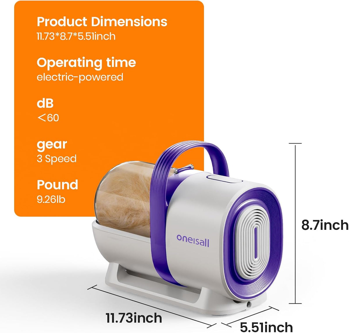 oneisall Dog Grooming Vacuum,7 in 1 Grooming kit Tools with Low Noise