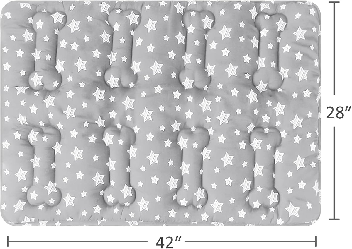 Dog Crate Pad Mat (42" X 28") 2 Pack, Soft Dog Bed Mat with Cute Prints