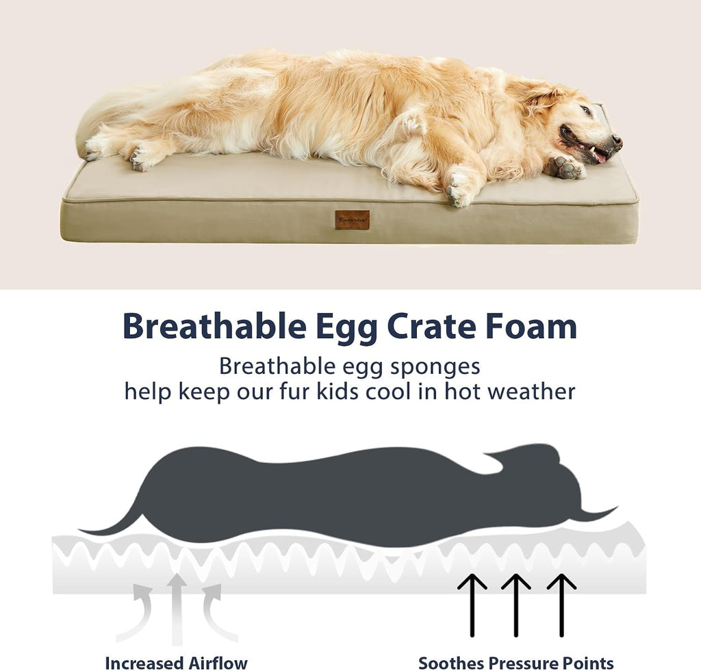 BFPETHOME Outdoor Waterproof Dog Bed for Large Dogs, Washable Cover, 42"