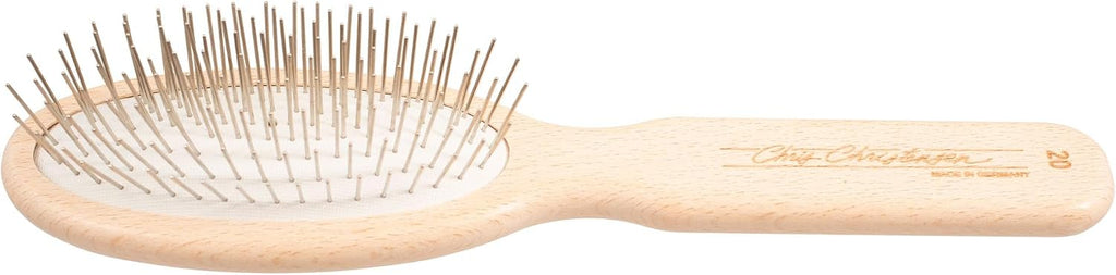 Chris Christensen 20 mm Oval Pin Dog Brush, Original Series, Groom Like a Professional, Stainless Steel Pins, Lightweight Beech Wood Body, Ground and Polished Tips 