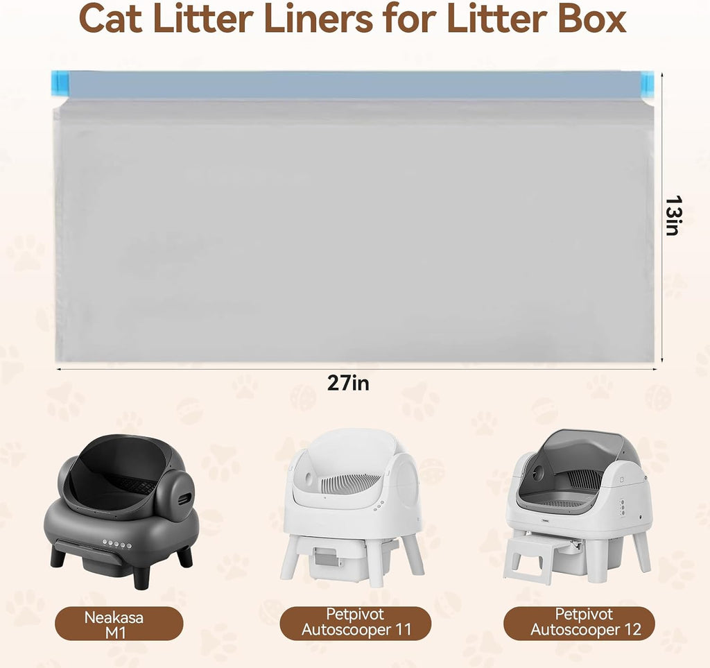 Cat Litter Bags 27"x13" for NeakM1 & Petpiv 11/12, Thick with Drawstring