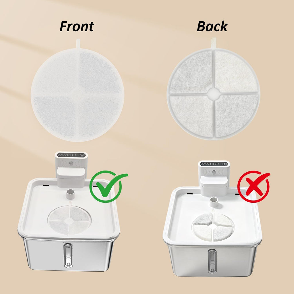 Cat Water Fountain Filter,8 Pack FS30PRO Cat Fountain Filter Replacement, 8 PCS Filters & 8 PCS Sponge Set for Stainless Steel Cat Dispenser