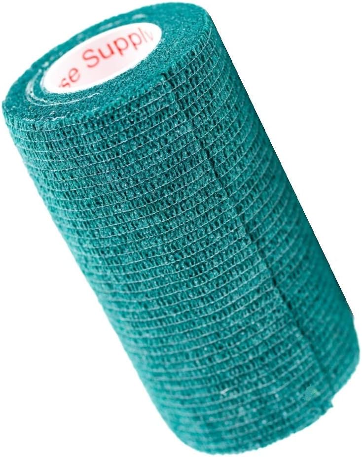 3 Inch Vet Wrap Tape Bulk (Hunter Green) (Pack of 12) Self Adhesive Adherent Adhering Flex Bandage Grip Roll for Dog Cat Pet Horse