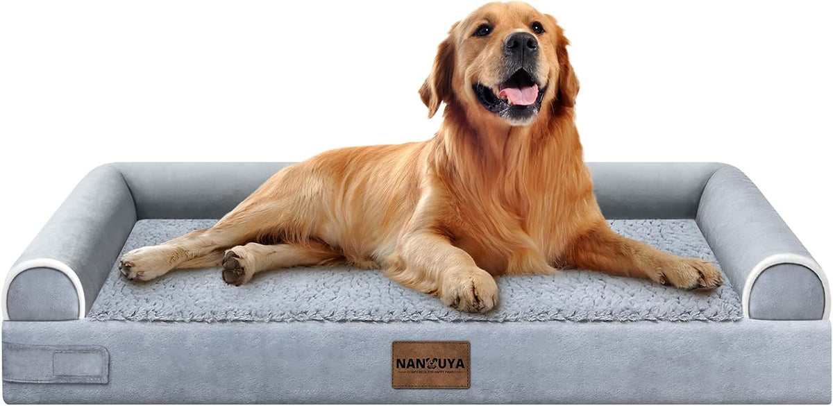NANUYA Orthopedic Dog Bed for X-Large Dogs, 40 x 32 Inch, Light Grey