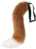 COSYEARS Faux Fur Fox Wolf Tail Animal Dog Furry Tails for Halloween Party Cosplay Accessory Brown White