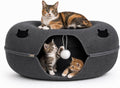Cat Cave Tunnel Bed - Comfort Bedz Large Donut Cat House, Enclosed Felt Hideaway with Zipper, Top Perch, Interactive Toy, Washable for Indoor Cats up to 25lbs