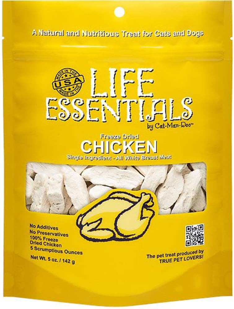 Life Essentials by Cat-Man-Doo | Freeze Dried Chicken Treats | 5oz Bag