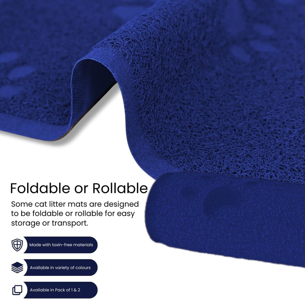 Andalus Medium Cat Litter Mat, Pack of 2 - Waterproof, Non-Slip & Easy to Clean Cat Litter Box Mat for Extra Efficient Pet Litter-Trapping, Blue (23.5” X 15.75”)