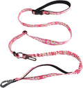 Hands Free Dog Leash, No Pull Bungee Dog Running Waist Leash, with Car Seat Belt, Reflective Stripes, Heavy Duty for Medium and Large Dogs. (Daisy Pink, Large)