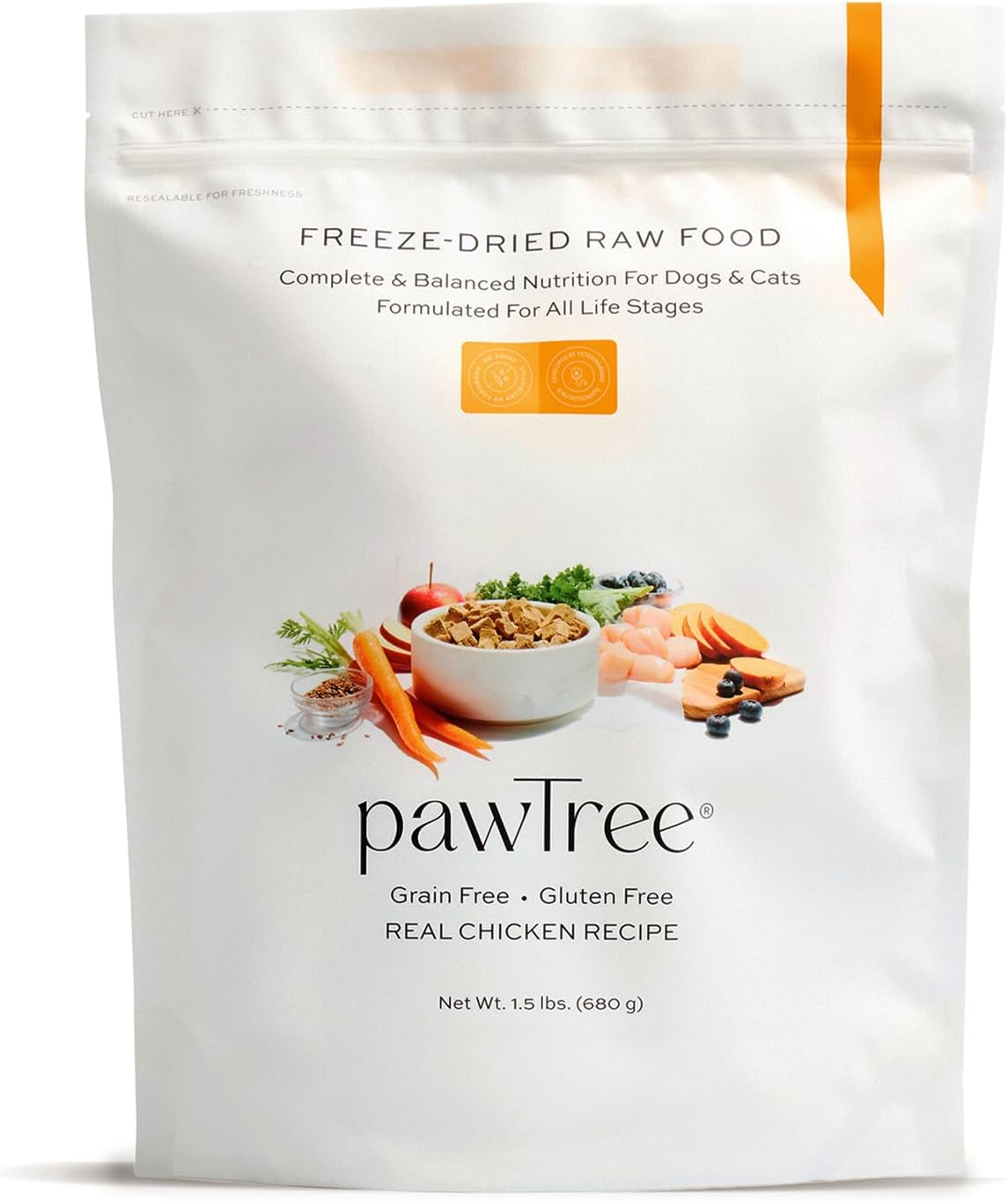 pawTree Freeze-Dried Raw Dog & Cat Food, All-Natural, Chicken, 1.5 lb