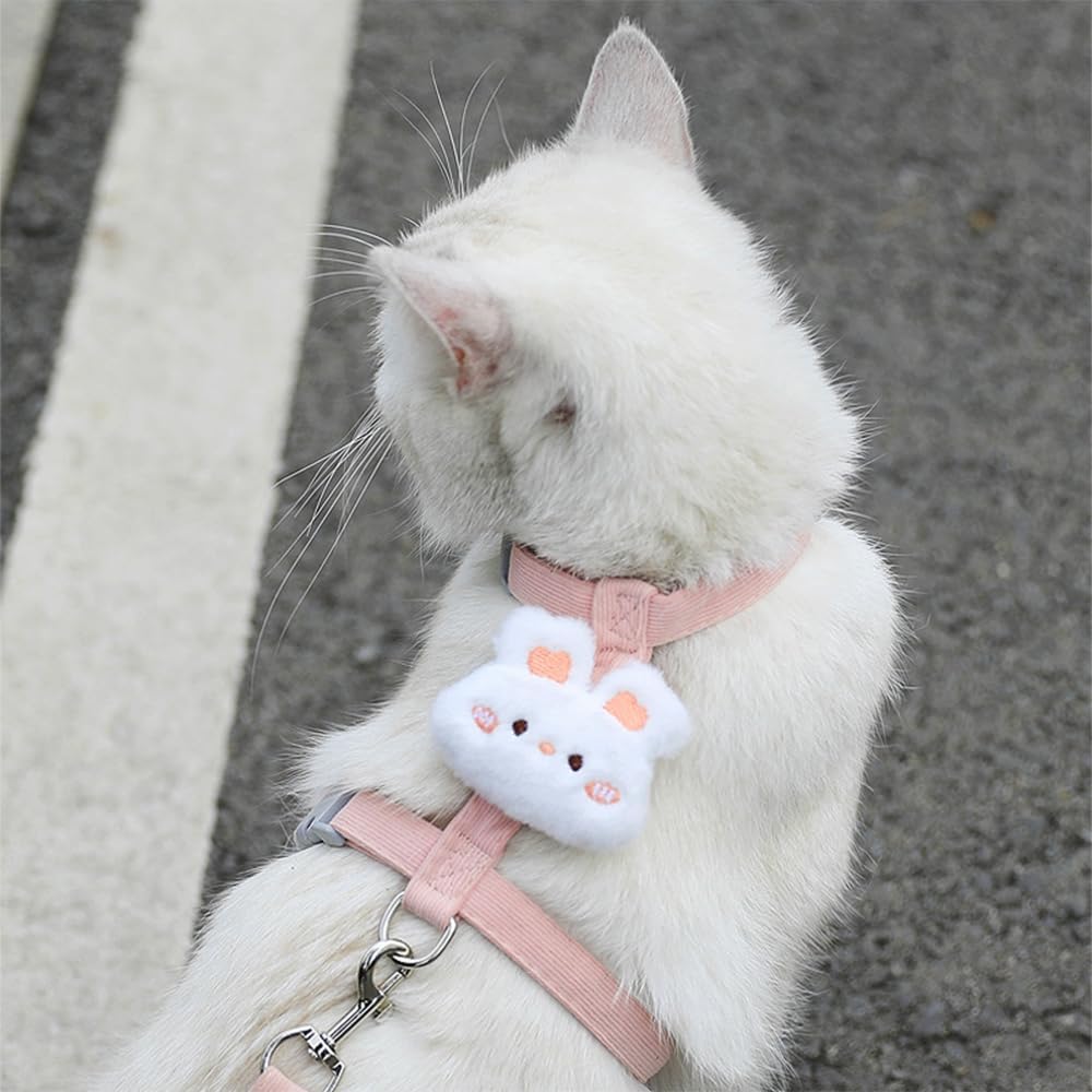 Cat Harness and Leash Set, Cat Harness Escape Proof, Rabbit Harness and Leash Set, Costumes for Cats and Bunny (B, Small)