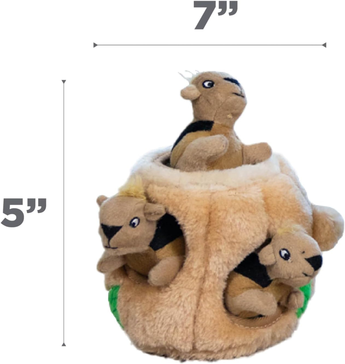 Outward Hound Hide-A-Squirrel Dog Toy – Interactive 2‑in‑1 Plush Puzzle with 3 Squeaky Removable Squirrels, Small (Pack of 12)