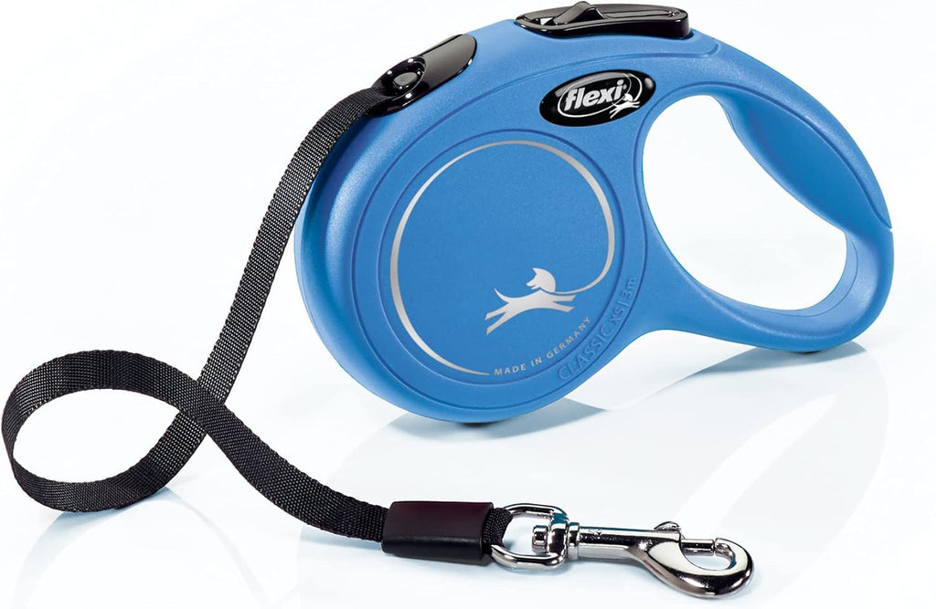 FLEXI® Classic XS Tape Retractable Dog Leash, 3-Finger Grip, 10 ft - Blue